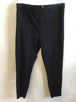 SPANX, Black, Cotton, Polyester, Solid, 1.5" Elastic Waistband, Fake Jean Cut Pockets Front