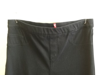 Womens, Pants, SPANX, Black, Cotton, Polyester, Solid, XL, 1.5" Elastic Waistband, Fake Jean Cut Pockets Front