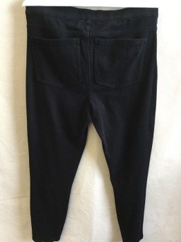Womens, Casual Pants, SPANX, Black, Cotton, Polyester, Solid, XL, 1.5" Elastic Waistband, Fake Jean Cut Pockets Front
