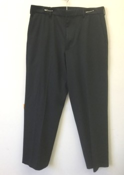 DOCKERS, Black, Polyester, Viscose, Solid, Flat Front, Zip Fly, 4 Pockets, Straight Leg