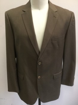 Mens, Suit, Jacket, GIOVANNI TESTI, Brown, Polyester, Viscose, Solid, 44R, Single Breasted, 2 Buttons,  Notched Lapel,