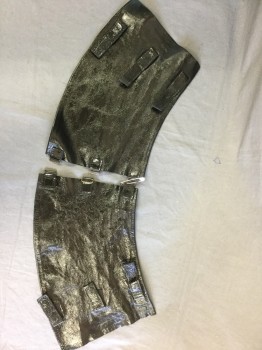 Unisex, Sci-Fi/Fantasy Gauntlets, MTO, Black, Leather, Solid, PAIR Patent Leather with Metal Loops and Velcro Tabs, Multiples,