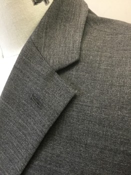 JOS A. BANK, Gray, Wool, Spandex, Solid, Single Breasted, Notched Lapel, 2 Buttons,  3 Pockets, **Has a Double