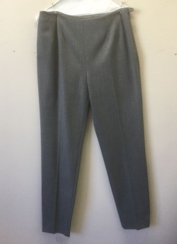 Womens, Slacks, PIAZZA SEMPIONE, Gray, Wool, Polyamide, Solid, 8, High Waist, Relaxed Leg Slightly Tapered at Hem, Darts at Waist, Invisible Zipper at Side
