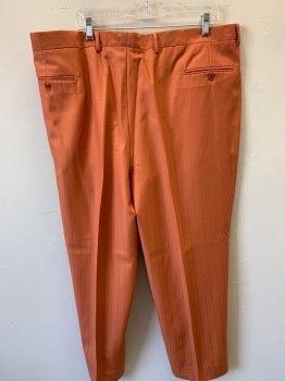 VALENTINO COLLECTION, Pumpkin Spice Orange, Wool, Stripes - Vertical , Pleated, 4 Pockets,