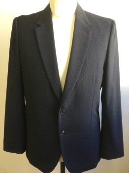 PAUL SMITH, Navy Blue, Red, Yellow, Wool, Speckled, Single Breasted, 2 Buttons,  Notched Lapel, 2 Pockets, 2 Back Vents,