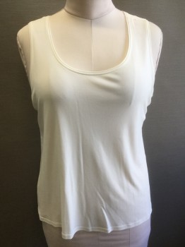 Womens, Shell, EILEEN FISHER, Cream, Silk, Solid, M, Sleeveless, Scoop Neck, Boxy Fit