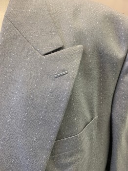 Mens, Suit, Jacket, MTO, Lt Gray, White, Wool, Dots, Stripes, 48/35, 50XL, Single Breasted, 4 Buttons, 3 Pockets, No Center Back Vent, Unique Dotted Stripes, 1980s Power Suit