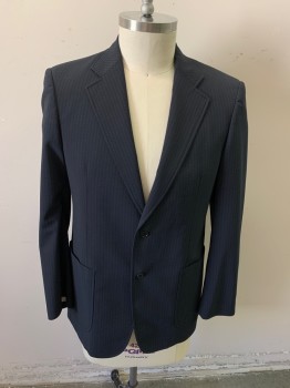 JOHN VARVATOS, Black, Dk Gray, Wool, Stripes, Black and Dark Gray Striped Wool, Single Breasted, 2 Buttons,  Notched Lapel, 2 Pockets, 4 Button Cuff, Double Vent *Faded Right Shoulder*