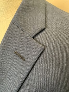 TOMMY HILFIGER, Navy Blue, Wool, Solid, Single Breasted, Notched Lapel, 2 Buttons, 3 Pockets, Lining is Blue and White Stripes