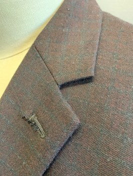 THEORY, Charcoal Gray, Dk Purple, Wool, Grid , Single Breasted, Thin Notched Lapel, 2 Buttons, 3 Pockets, Black Lining