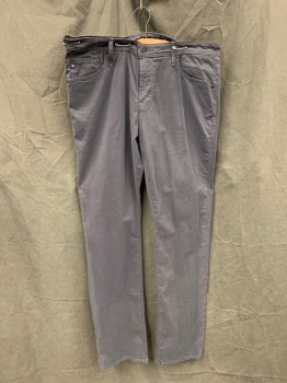 Mens, Casual Pants, ADRIANO GOLDSCHMIED, Gray, Cotton, Elastane, Solid, 38/34, Jean-Style, Zip Fly, 5 Pockets, Belt Loops