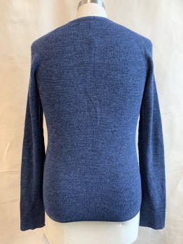 Mens, Pullover Sweater, RAG & BONE, Navy Blue, Wool, Heathered, M, Textured, Henley