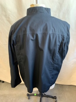 Mens, Casual Jacket, HARRITON, Black, Heather Gray, Polyester, Cotton, Solid, Heathered, 2XL, Horizontal Quilt Collar Attached, Zip Front & Snap Front, 2 Pockets, Long Sleeves (1 Tiny Pocket on Left Sleeves), Heather Gray Lining