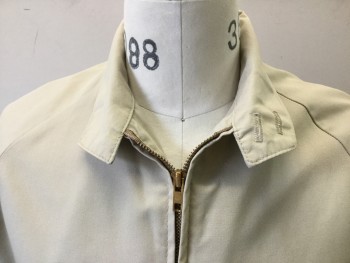 Mens, Casual Jacket, AUBURN, Khaki Brown, Polyester, Cotton, Solid, M, Zip Front, Collar Attached, 2 Pockets, Lightweight Jacket