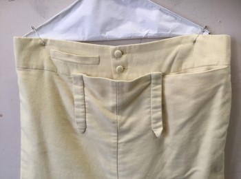 N/L, Cream, Cotton, Solid, Military Uniform Breeches, Brushed Twill, Fall Front, Knee Length, Gold Buttons at Leg Opening, Lacings/Ties at Center Back Waist, Made To Order Reproduction Late 1700's Early 1800's