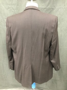 Mens, Suit, Jacket, JACK VICTOR, Dk Brown, Black, Wool, Birds Eye Weave, 44/32, 52XL, Single Breasted, Collar Attached, Notched Lapel, 3 Pockets, 2 Buttons