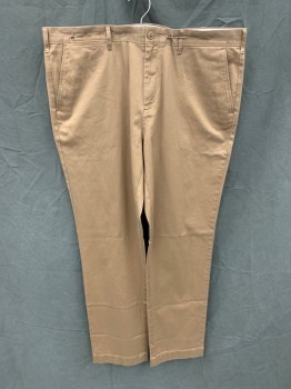 J. CREW, Tobacco Brown, Cotton, Solid, Flat Front, Zip Fly, 4 Pockets, + Watch Pocket, Belt Loops