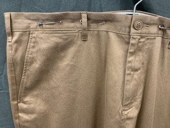 J. CREW, Tobacco Brown, Cotton, Solid, Flat Front, Zip Fly, 4 Pockets, + Watch Pocket, Belt Loops