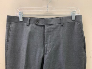Mens, Suit, Pants, JOHN VARVATOS, Charcoal Gray, Wool, Solid, 34/29, F.F, Side Pockets, Zip Front, Belt Loops