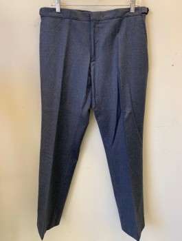 Mens, Suit, Pants, BURBERRY, Blue-Gray, Wool, Solid, 35/30, F.F, Slash Pockets, Adjustable  Side Buckle Tabs, Watch Pocket