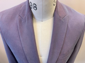 Mens, Sportcoat/Blazer, INC, Lavender Purple, Silk, Solid, S, 2 Buttons, Peaked Lapel, 2 Patch Pocket,  2 Welt Pocket,
