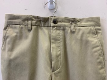 Mens, Casual Pants, ST. JOHNS BAY, Khaki Brown, Cotton, Solid, 32/31, F.F, Side Pockets, Zip Front, Belt Loops