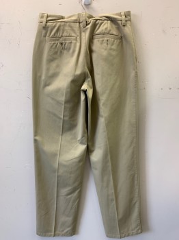 Mens, Casual Pants, ST. JOHNS BAY, Khaki Brown, Cotton, Solid, 32/31, F.F, Side Pockets, Zip Front, Belt Loops