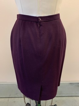 Womens, 1990s Vintage, Suit, Skirt, JONES OF NY, Plum Purple, Wool, Solid, W30, F.F, Back Zipper,