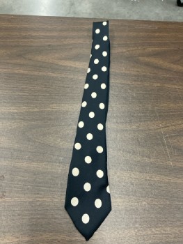 DONEAGLE, Black, Beige, Silk, Polka Dots, Thin Tie