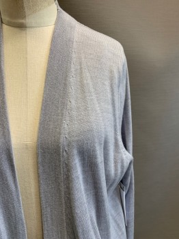 Womens, Cardigan Sweater, NORDSTROM, Lilac Purple, Acrylic, Wool, Heathered, M, L/S, Open Front, Top Pockets,
