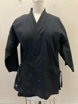 Unisex, Martial Arts Top, CENTURY, Black, Cotton, Solid, 4, Crossover Open Front, L/S, Karate Gi