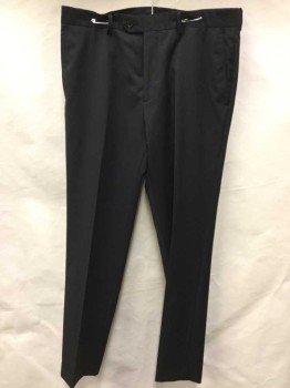 Mens, Slacks, BAR III  SLIM FIT , Black, Wool, Solid, 32, 34, Flat Front, Zip Front, 1 Button at Waistband