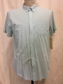 RVCA, White, Green, Cotton, Grid , White, Green Grid, Button Front, Button Down Collar, Short Sleeves, 1 Pocket,