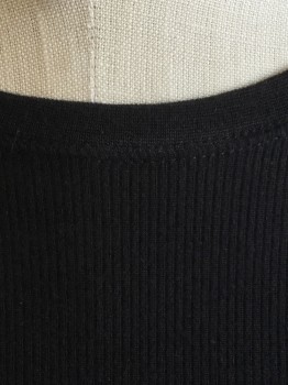 ATM, Black, Modal, Spandex, Solid, Fine Ribbed Knit, Crew Neck, Long Sleeves,