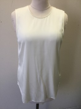 Womens, Shell, THEORY, Cream, Silk, Spandex, Solid, L, Sleeveless, Round Neck, 1 Hook & Eye Closure at Center Back Neck **Faint Makeup Stains Near Neckline