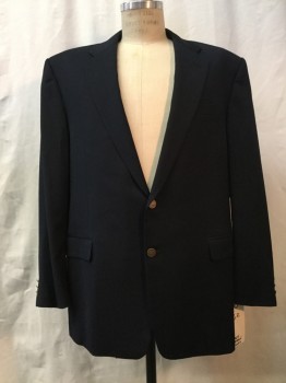Mens, Sportcoat/Blazer, HICKEY FREEMAN, Navy Blue, Wool, Cashmere, Solid, 46 R, Navy, Notched Lapel, Collar Attached, 2 Buttons,  3 Pockets,