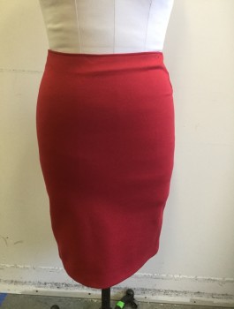 Womens, Skirt, Knee Length, EMPORIO ARMANI, Red, Viscose, Polyamide, Solid, W:29, Stretch Jersey, Pencil Skirt, Invisible Zipper at Center Back