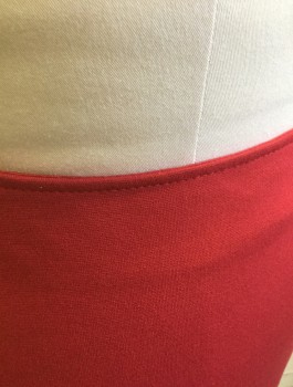 Womens, Skirt, Knee Length, EMPORIO ARMANI, Red, Viscose, Polyamide, Solid, W:29, Stretch Jersey, Pencil Skirt, Invisible Zipper at Center Back