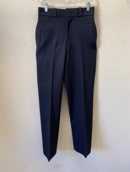 Womens, Police/Fire Pants , CAPITOL DELUXE, Navy Blue, Wool, Solid, In:30+, W:27, Gabardine, Flat Front, 7 Total Pockets Including Watch Pocket and 2 Additional Pockets in Back, Belt Loops, Zip Fly, High Waist