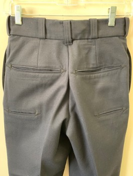 Womens, Police/Fire Pants , CAPITOL DELUXE, Navy Blue, Wool, Solid, In:30+, W:27, Gabardine, Flat Front, 7 Total Pockets Including Watch Pocket and 2 Additional Pockets in Back, Belt Loops, Zip Fly, High Waist