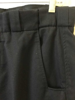 UNITED UNIFORM, Navy Blue, Polyester, Cotton, Solid, Lots of Pockets, 2 Hip/ 2 Cargo in Front, 4 Welt Pocket in Back, Wide Belt Loops, a Little Bit of Elastic in Waistband