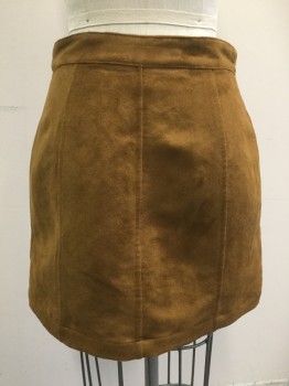 Womens, Skirt, Mini, OLD NAVY, Tan Brown, Polyester, Solid, W26, 0, H36, Snap Front, Moleskin