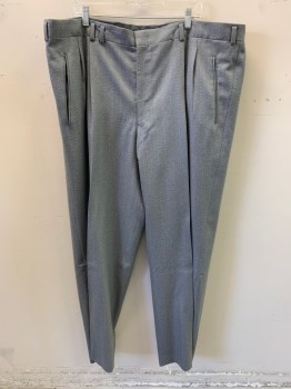 Mens, Suit, Pants, MTO, Lt Gray, White, Wool, Dots, Stripes, 48/35, Double Pleats, Double Belt Loop on Right, 4 Pockets, Full Lining
