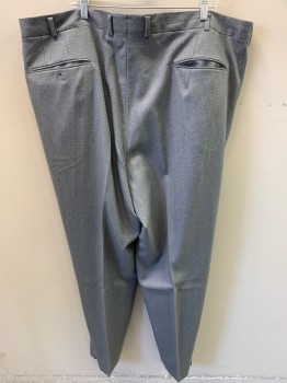Mens, Suit, Pants, MTO, Lt Gray, White, Wool, Dots, Stripes, 48/35, Double Pleats, Double Belt Loop on Right, 4 Pockets, Full Lining