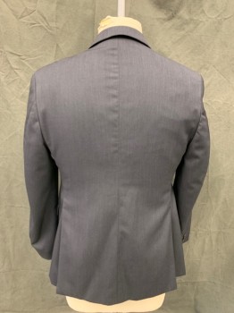 DKNY, Dk Gray, Wool, Heathered, Single Breasted, Collar Attached, Notched Lapel, 3 Pockets, 2 Buttons