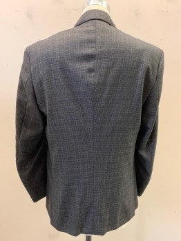 MAYEALL, Black, Dk Gray, Brown, Wool, Plaid, Notched Lapel, Single Breasted, Button Front, 2 Buttons, 3 Pockets