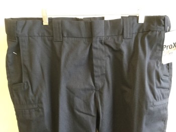 FLYING CROSS, Navy Blue, Polyester, Cotton, Solid, (MULTIPLE)  1-7/8" Waistband with Belt Hoops, Flat Front, Zip Front, 4 Pockets