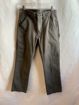 Mens, Casual Pants, CARHARTT, Dusty Brown, Cotton, Solid, 30/30, Zip Fly, 5 Pockets + Side Seam Pockets and Hammer Loop