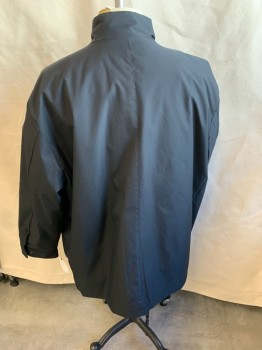Mens, Casual Jacket, SYNERGY, Black, Polyester, Solid, 2XL, Collar Attached, Lightly Padded, Blacking Lining, Zip Front, 2 Pockets with Flap, and 2 on the Side, Long Sleeves,